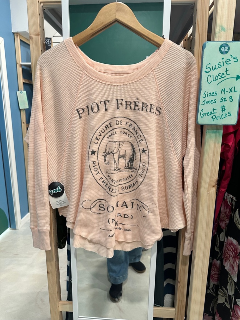 Free People women’s roomy waffle cozylong sleeve shirt oversize S/M